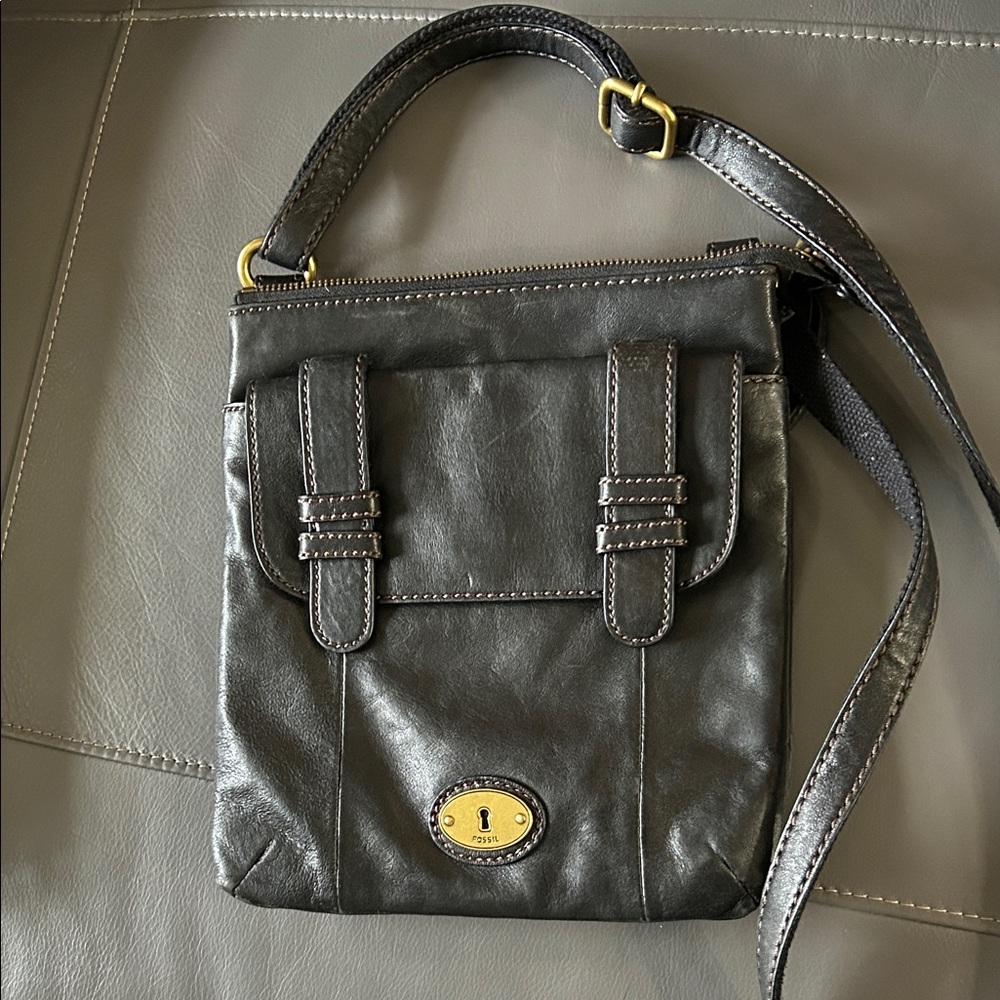 Fossil Black Leather Mini Bag